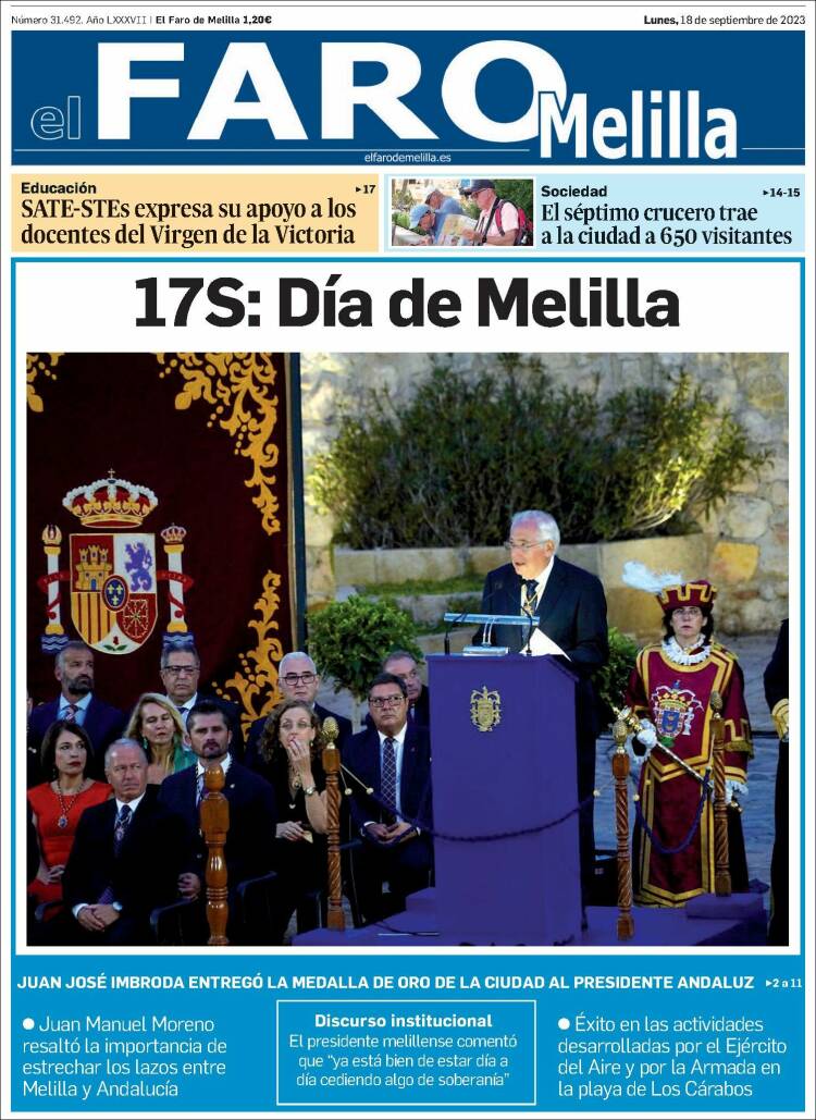 Portada de El Faro de Melilla (Spain)