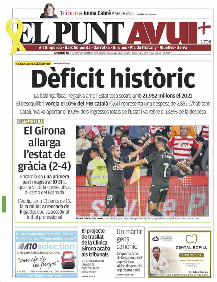 Portada de El Punt Avui - Girona (Spain)