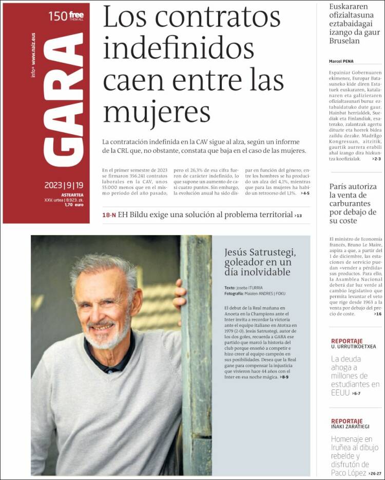 Portada de Gara (Spain)