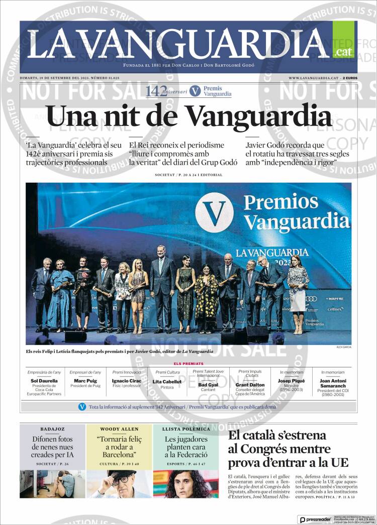 Portada de La Vanguardia (Spain)