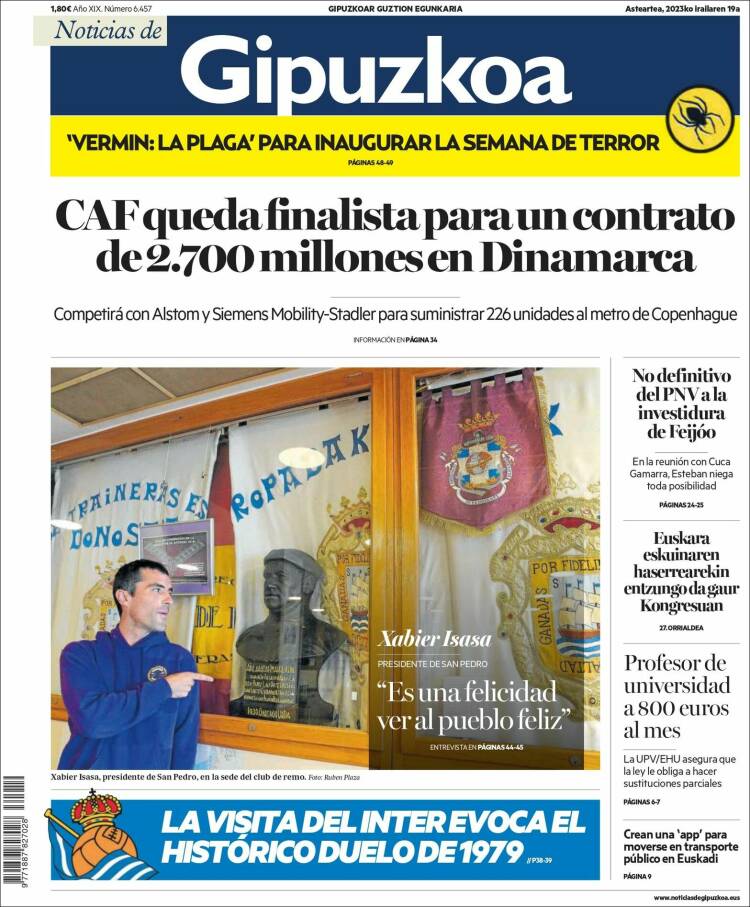 Portada de Noticias de Gipuzkoa (Spain)