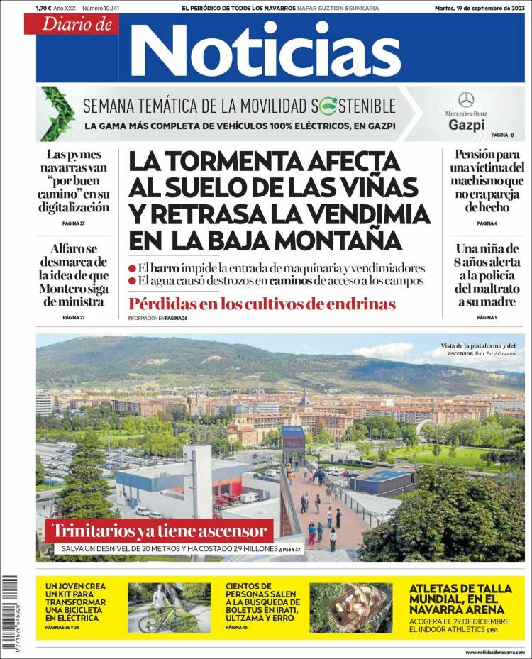 Portada de Noticias de Navarra (Spain)