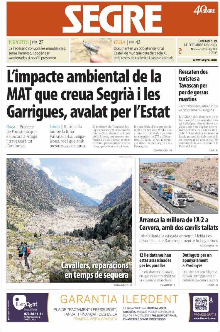 Portada de Segre (Spain)