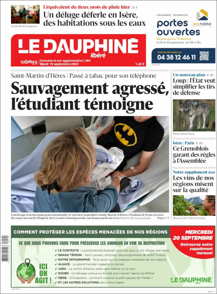 Portada de Le Dauphiné Libéré (France)