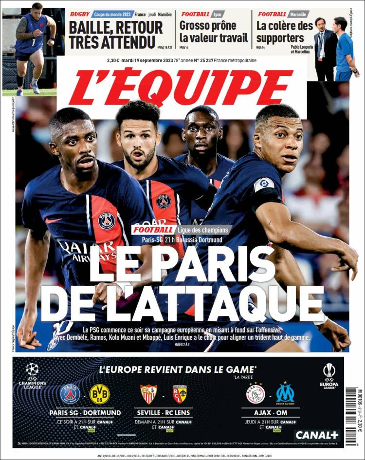 Portada de L'Equipe (France)