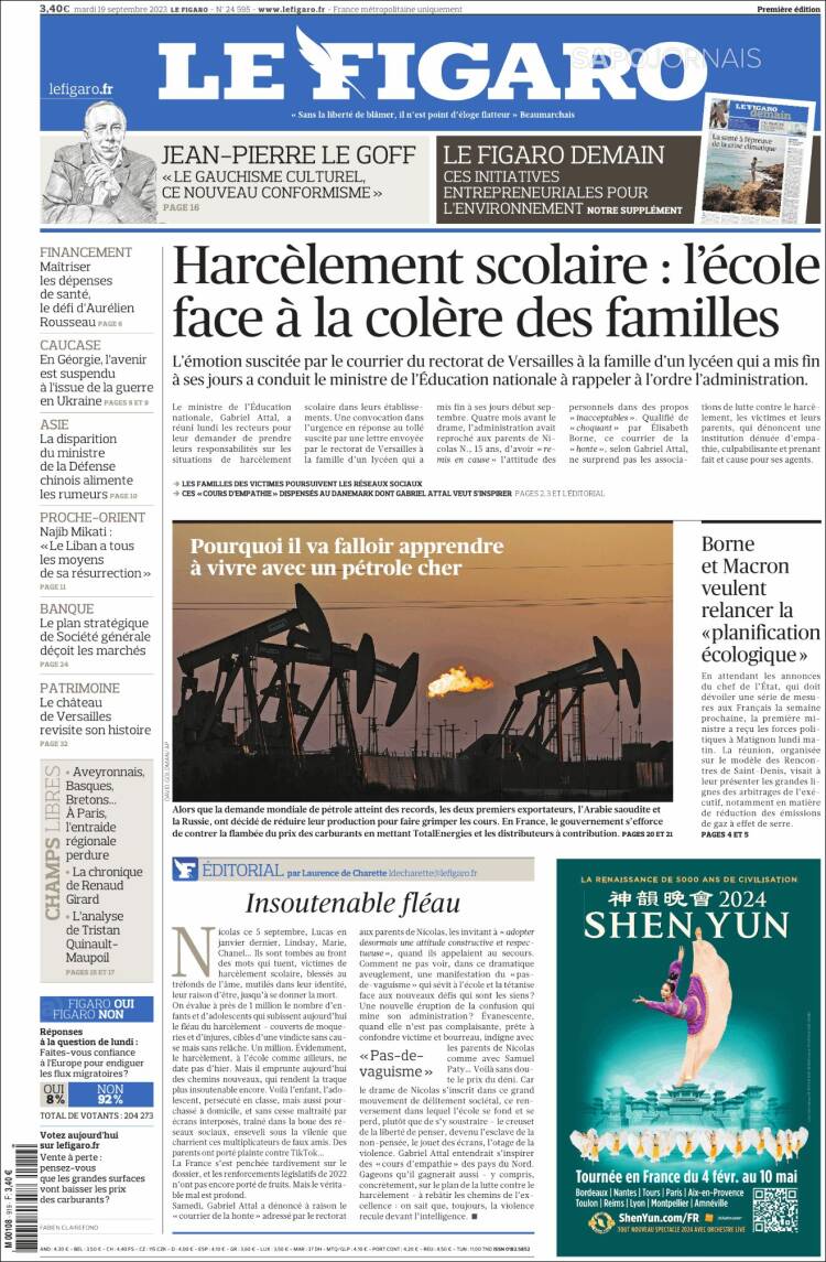 Portada de Le Figaro (France)