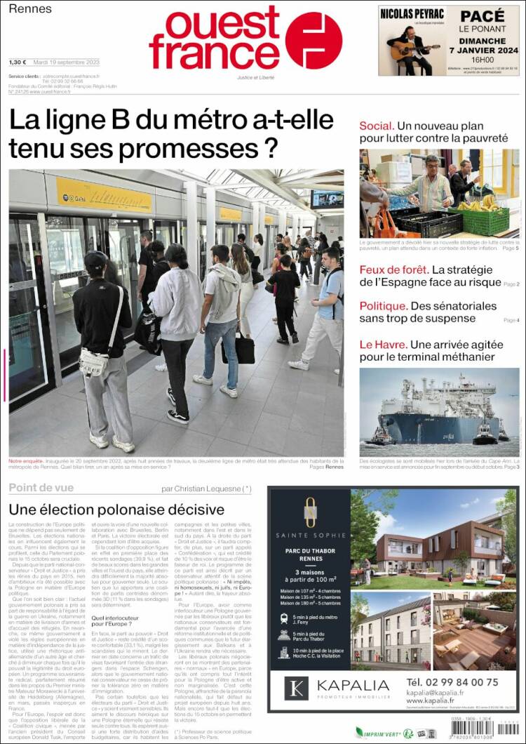 Portada de Ouest France (France)