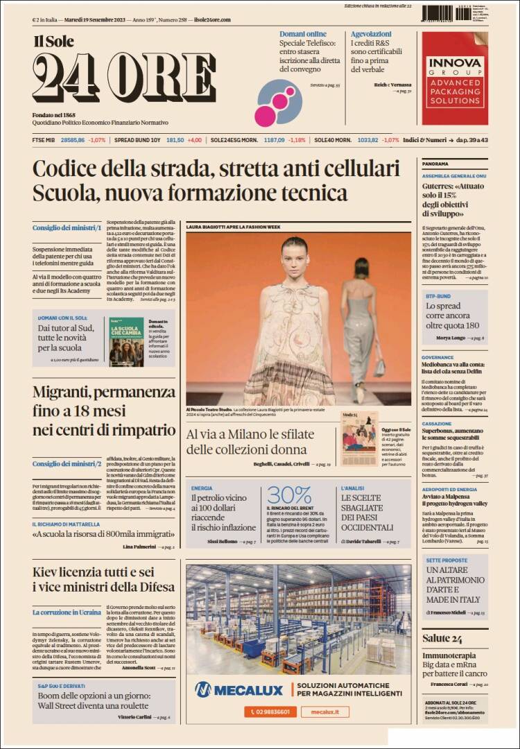 Portada de Il Sole 24 ORE (Italy)