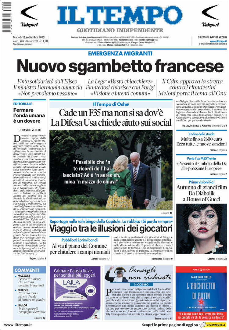 Portada de Il Tempo (Italy)