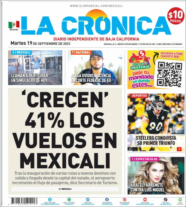 Portada de La Crónica de Baja California (México)