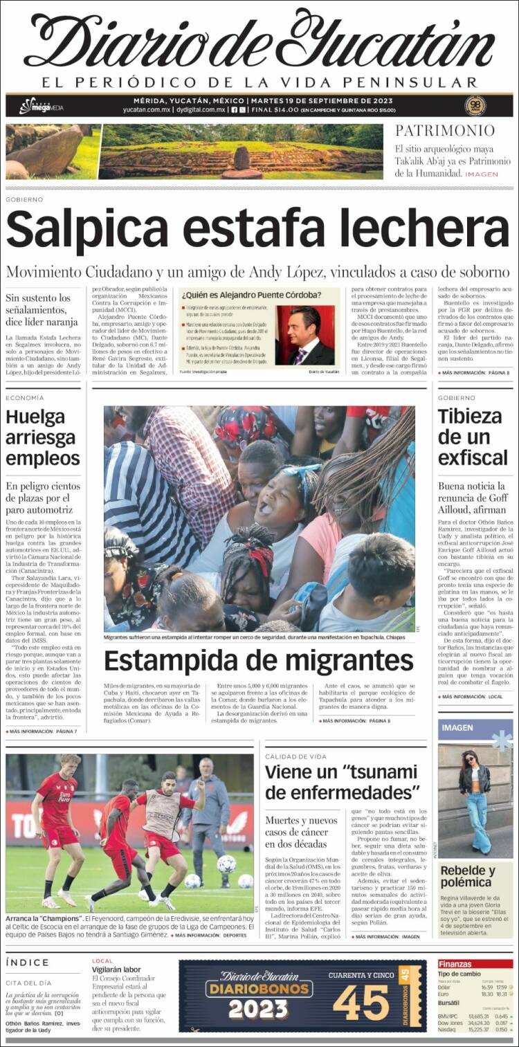 Portada de Diario de Yucatán (Mexico)