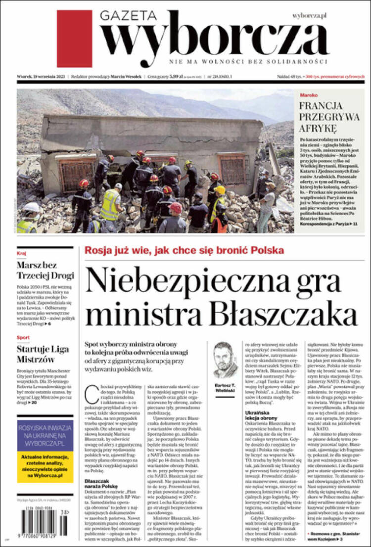 Portada de Gazeta Wyborcza (Poland)