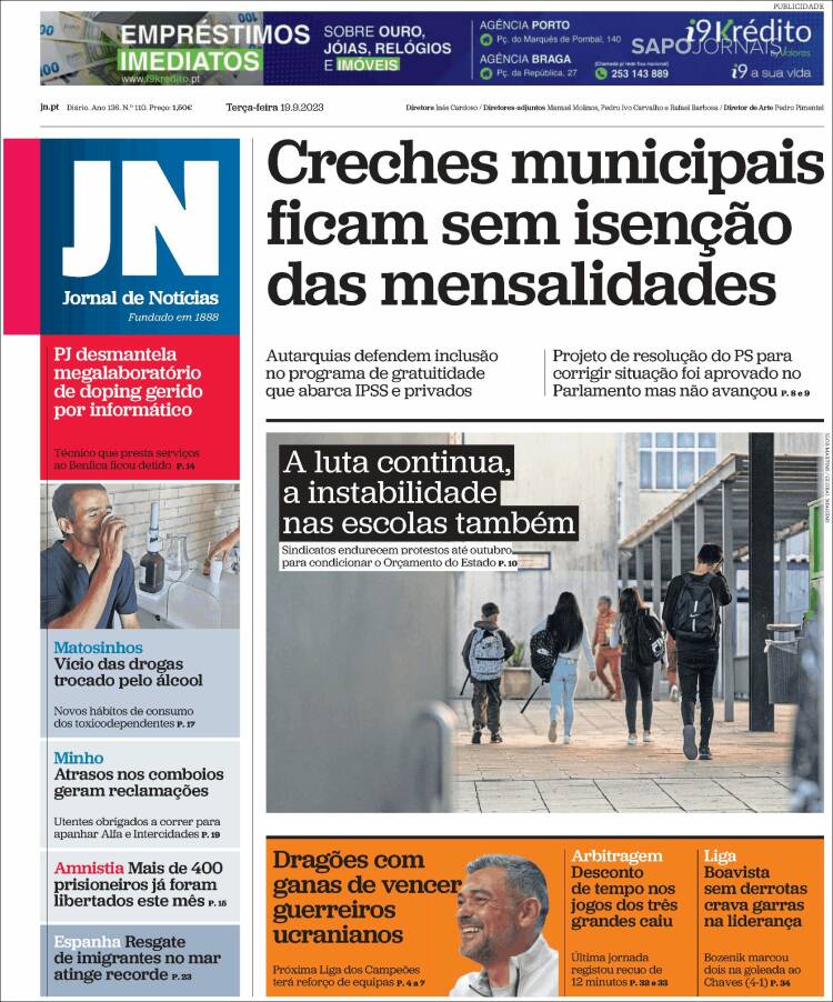 Portada de Jornal de Notícias (Portugal)