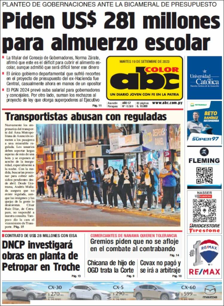 Portada de ABC Color (Paraguay)