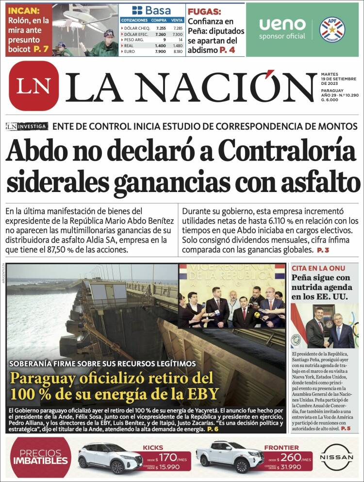 Portada de La Nación (Paraguay)