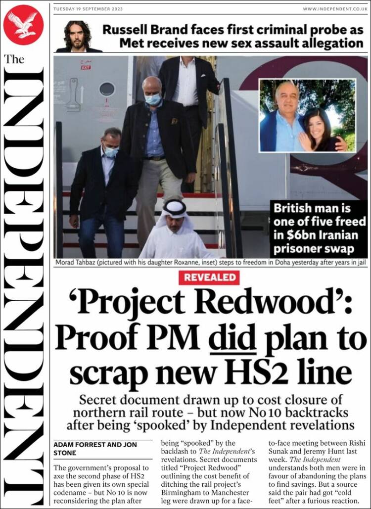 Portada de The Independent (United Kingdom)