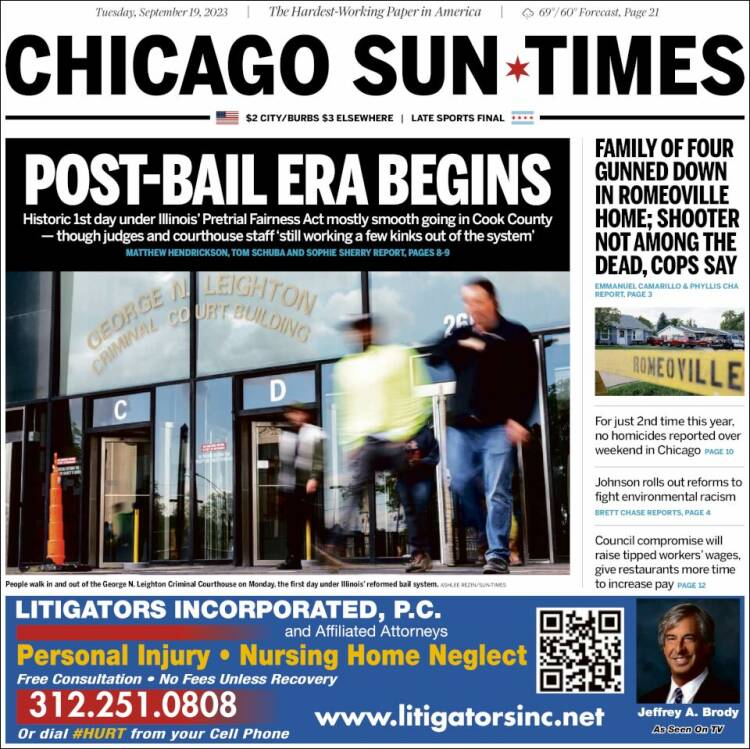 Portada de Chicago Sun-Times (USA)