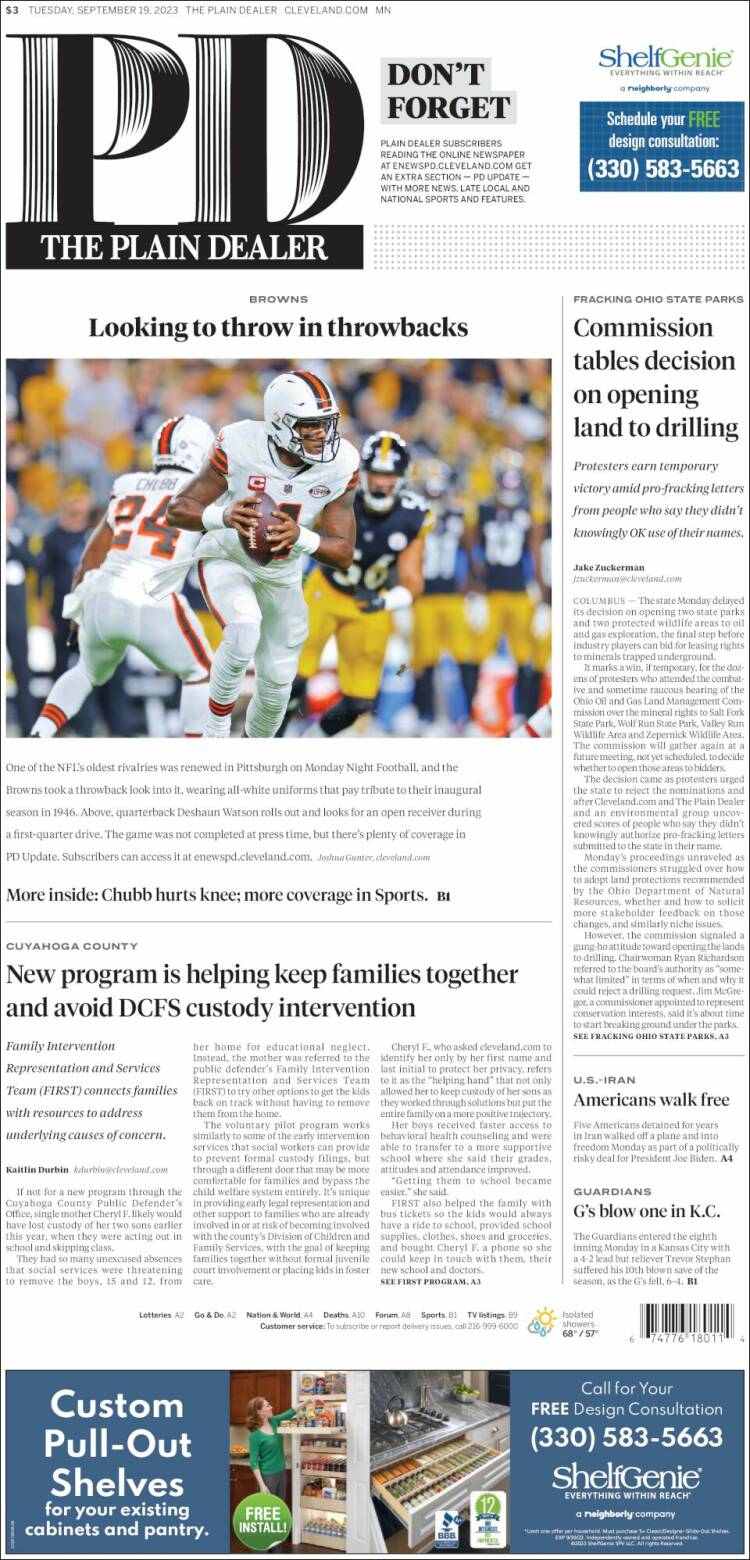 Portada de The Plain Dealer (USA)