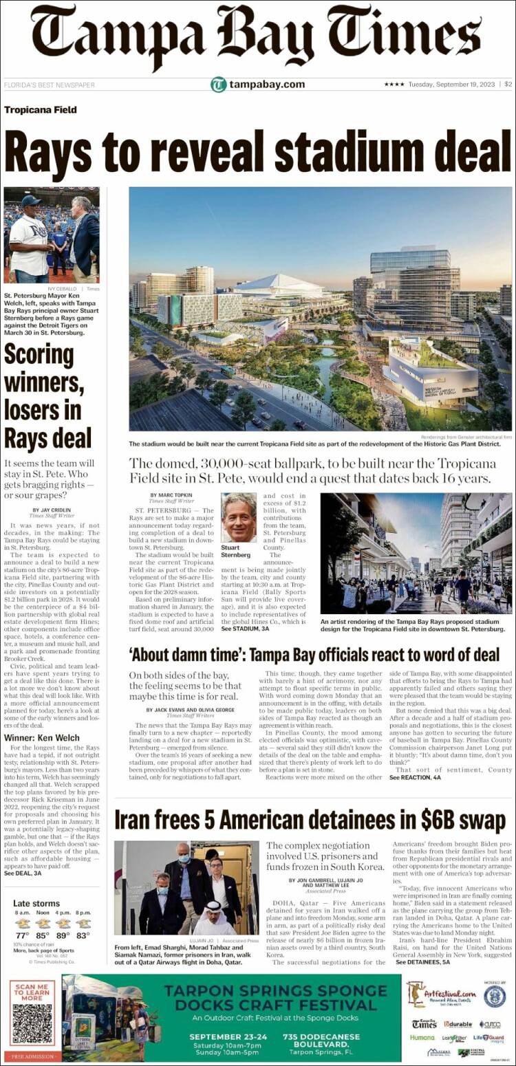 Portada de Tampa Bay Times (USA)