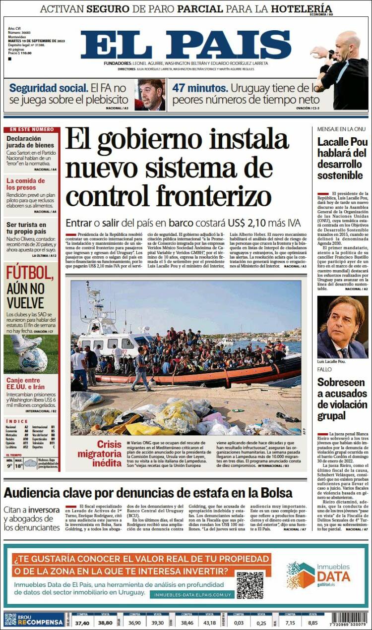 Portada de El País (Uruguay)