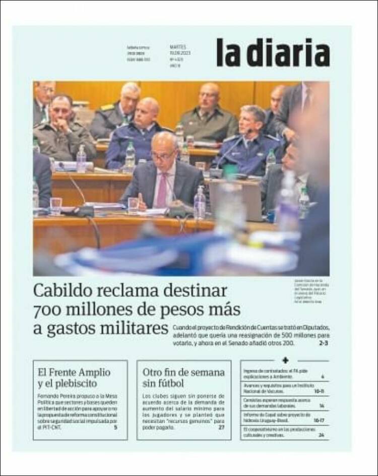 Portada de La Diaria (Uruguay)