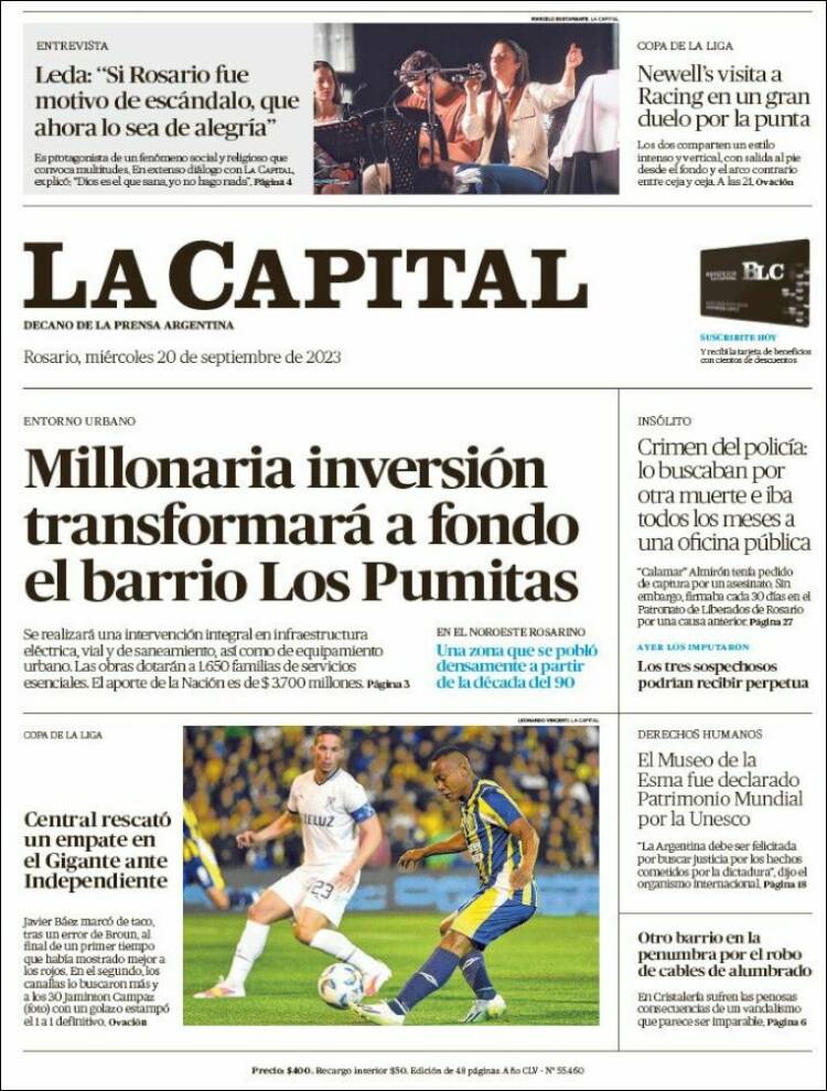 Portada de La Capital - Rosario (Argentina)