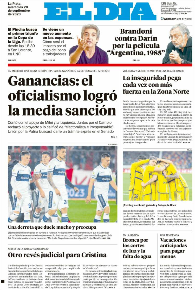 Portada de El Día de la Plata (Argentina)