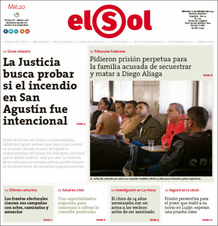 Portada de El Sol Diario (Argentina)