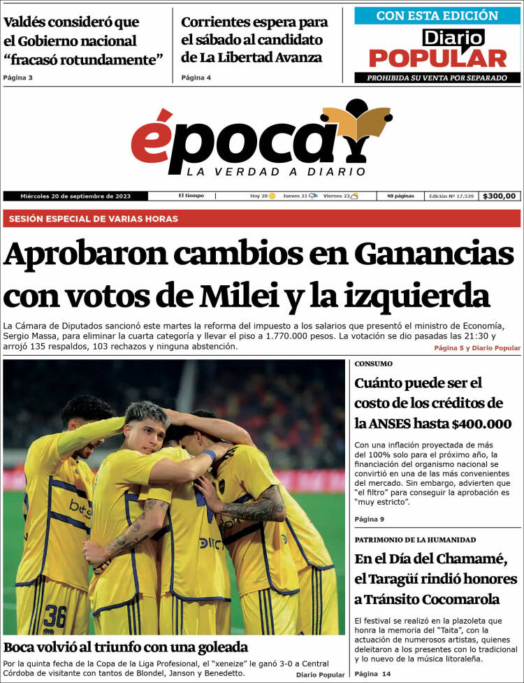 Portada de Diario Época (Argentina)