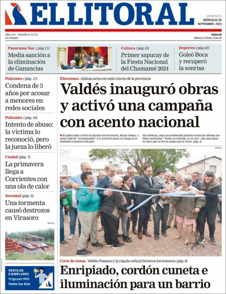Portada de El Litoral Corrientes (Argentina)