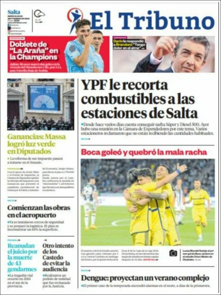Portada de El Tribuno - Salta (Argentina)