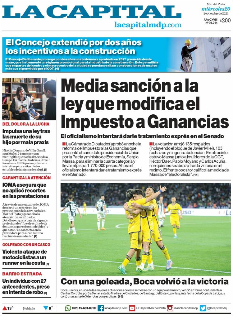 Portada de Diario La Capital - Mar del Plata (Argentina)