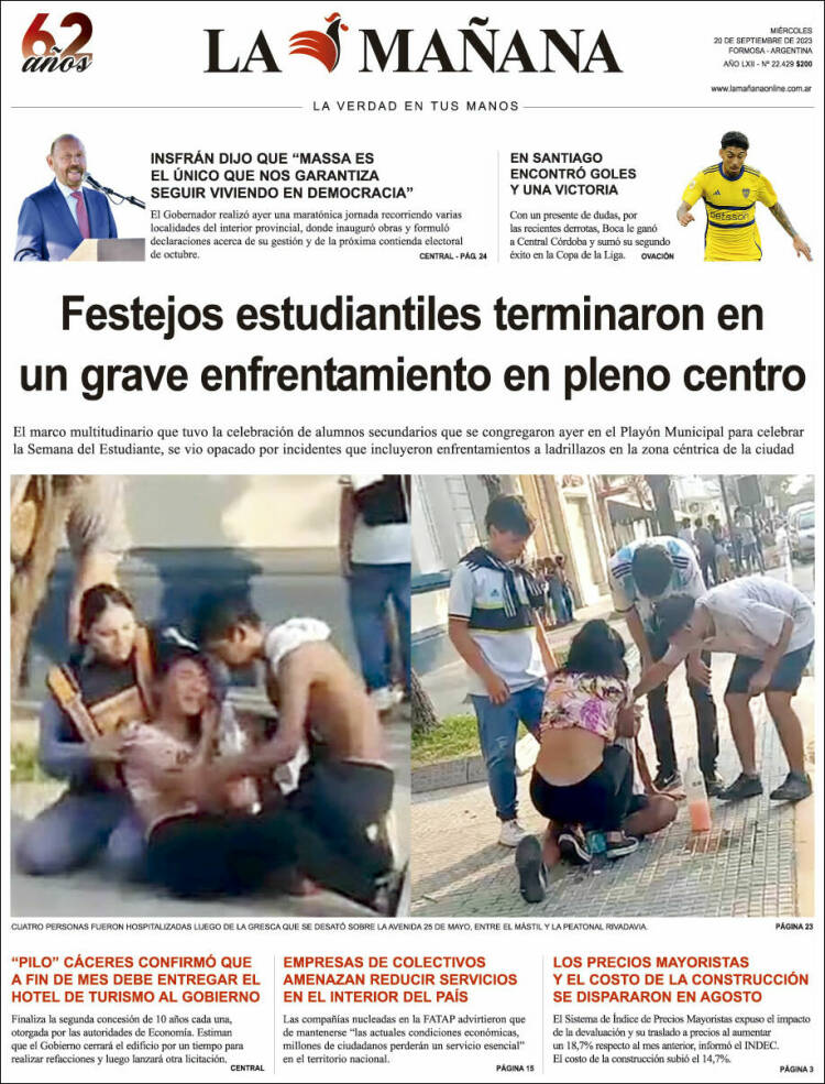 Portada de Diario La Mañana (Argentina)
