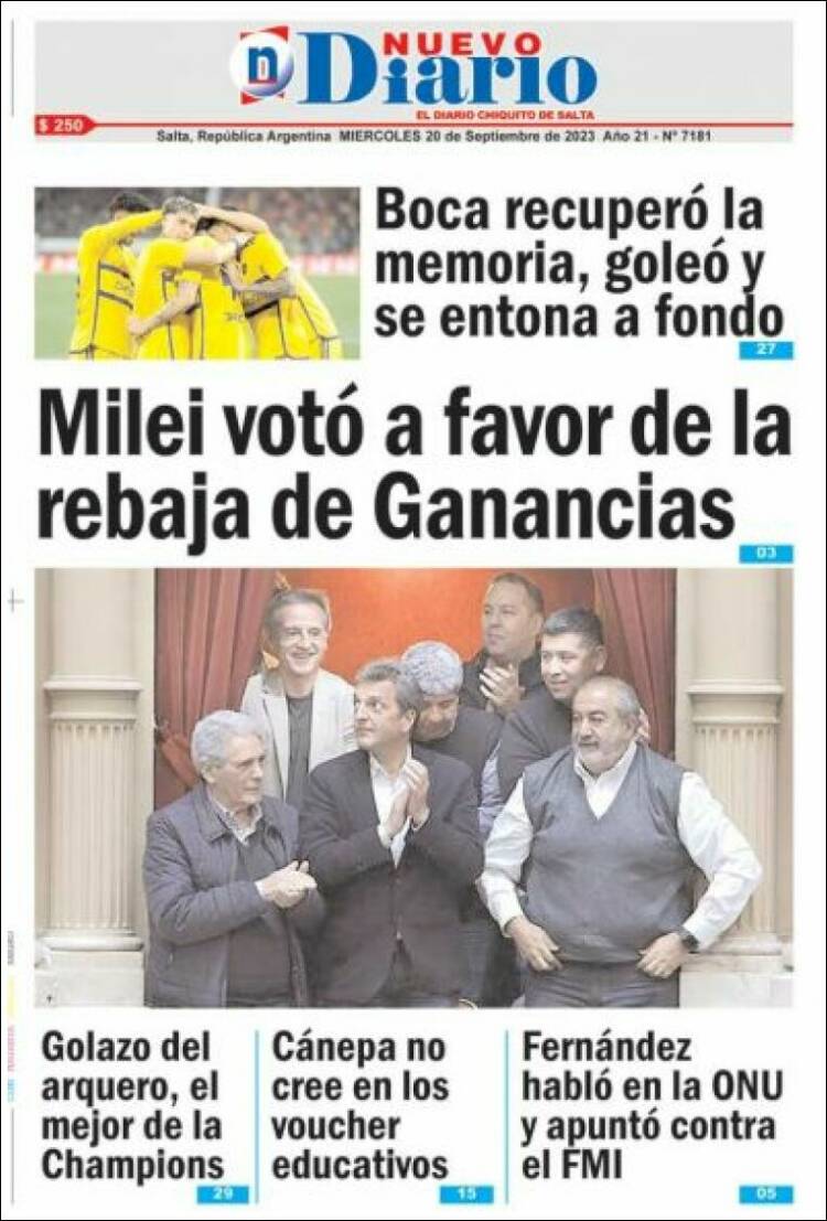 Portada de Nuevo Diario de Salta (Argentina)