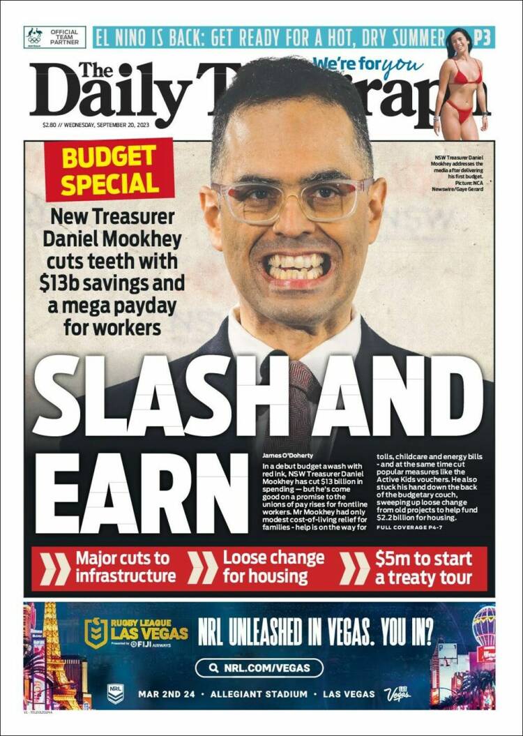 Portada de The Daily Telegraph (Australia)