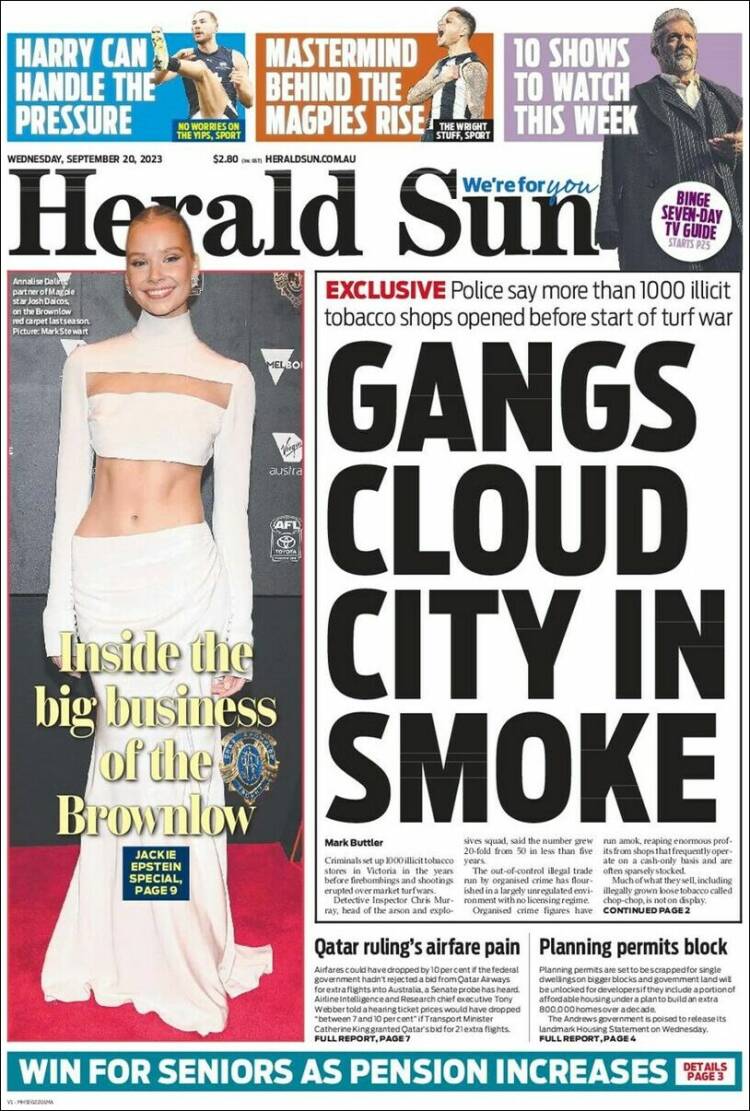 Portada de Herald Sun (Australia)