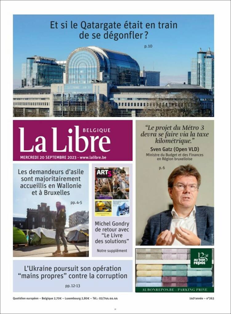 Portada de La Libre.be (B&eacute;lgica)