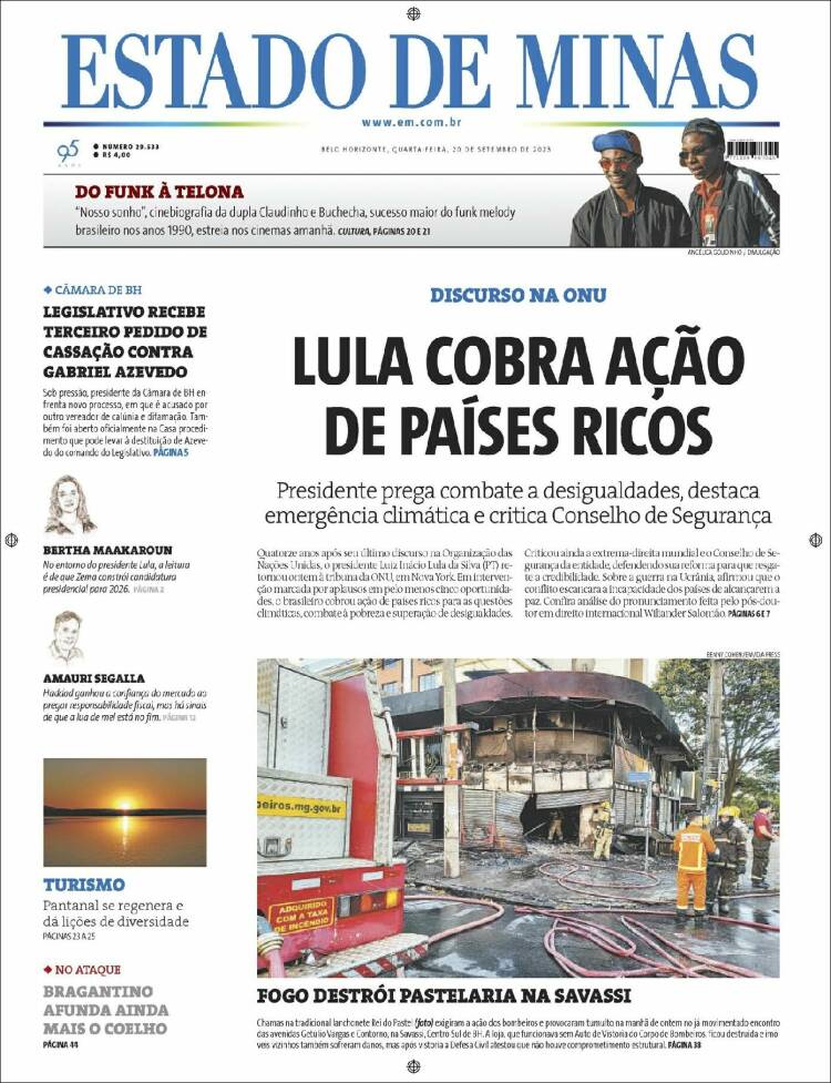 Portada de Jornal Estado de Minas (Brasil)