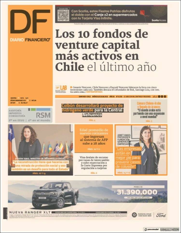Portada de Diario Financiero (Chile)