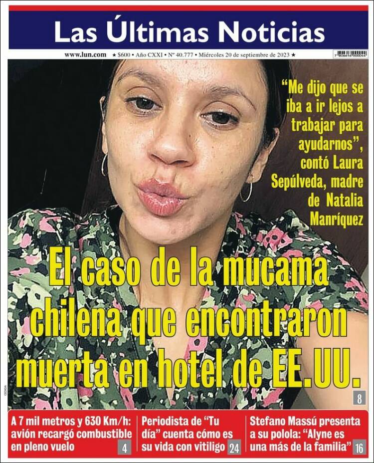 Portada de Las Últimas Noticias (Chile)