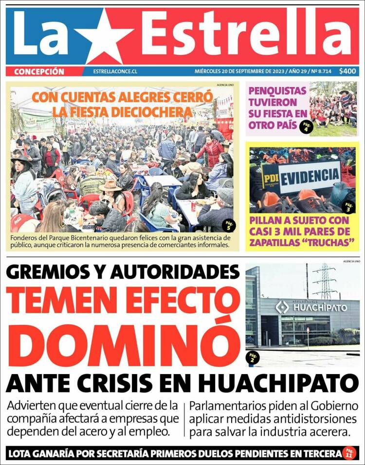 Portada de La Estrella de Concepción (Chile)