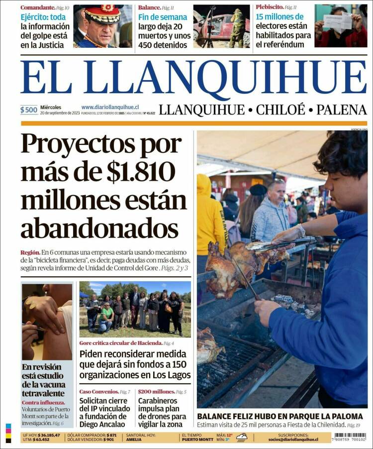 Portada de El Llanquihue (Chile)