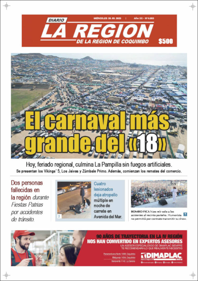 Portada de Diario La Región de Coquimbo (Chile)