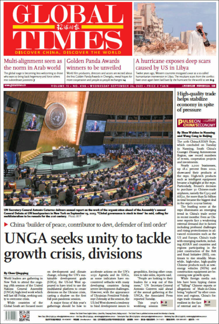 Portada de The Global Times (China)