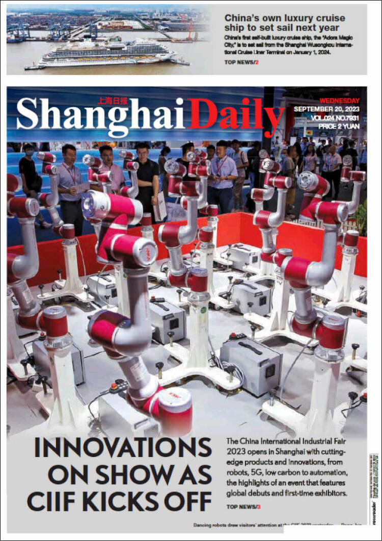 Portada de Shanghai Daily (China)