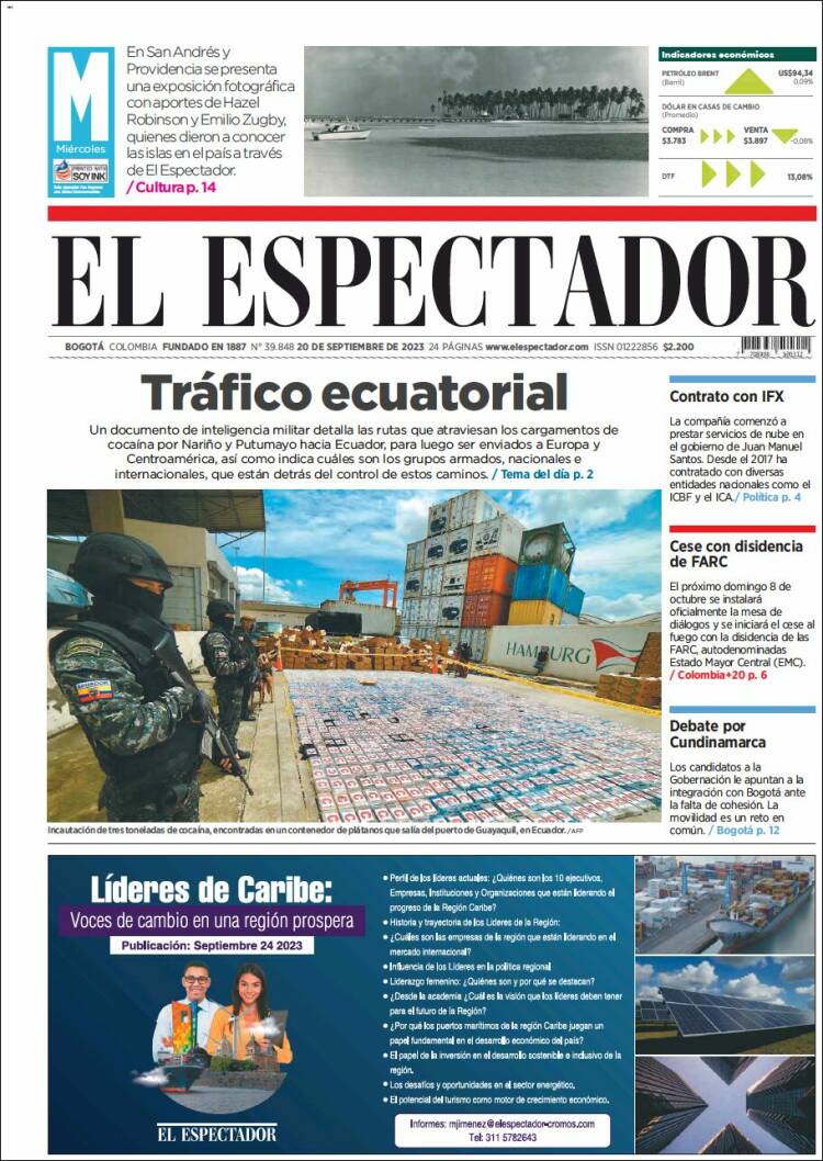 Portada de El Espectador (Colombia)