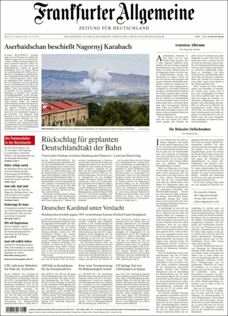 Portada de Frankfurter Allgemeine (Alemania)
