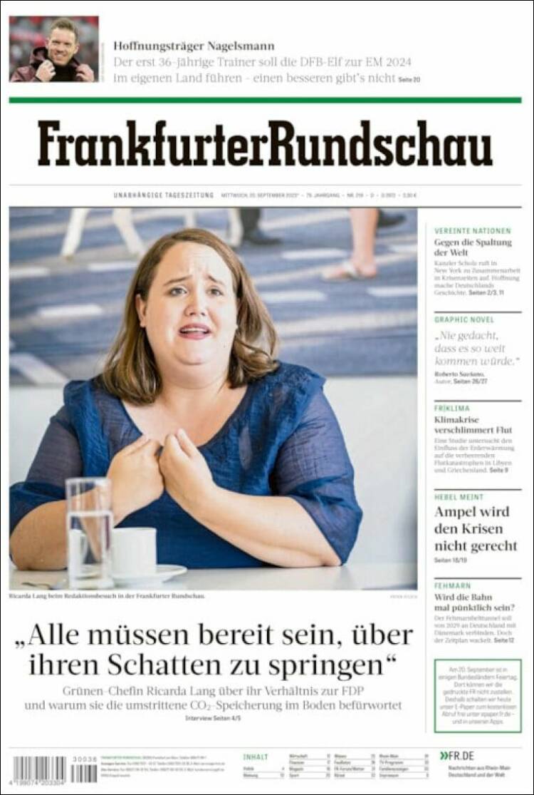 Portada de Frankfurter Rundschau (Alemania)