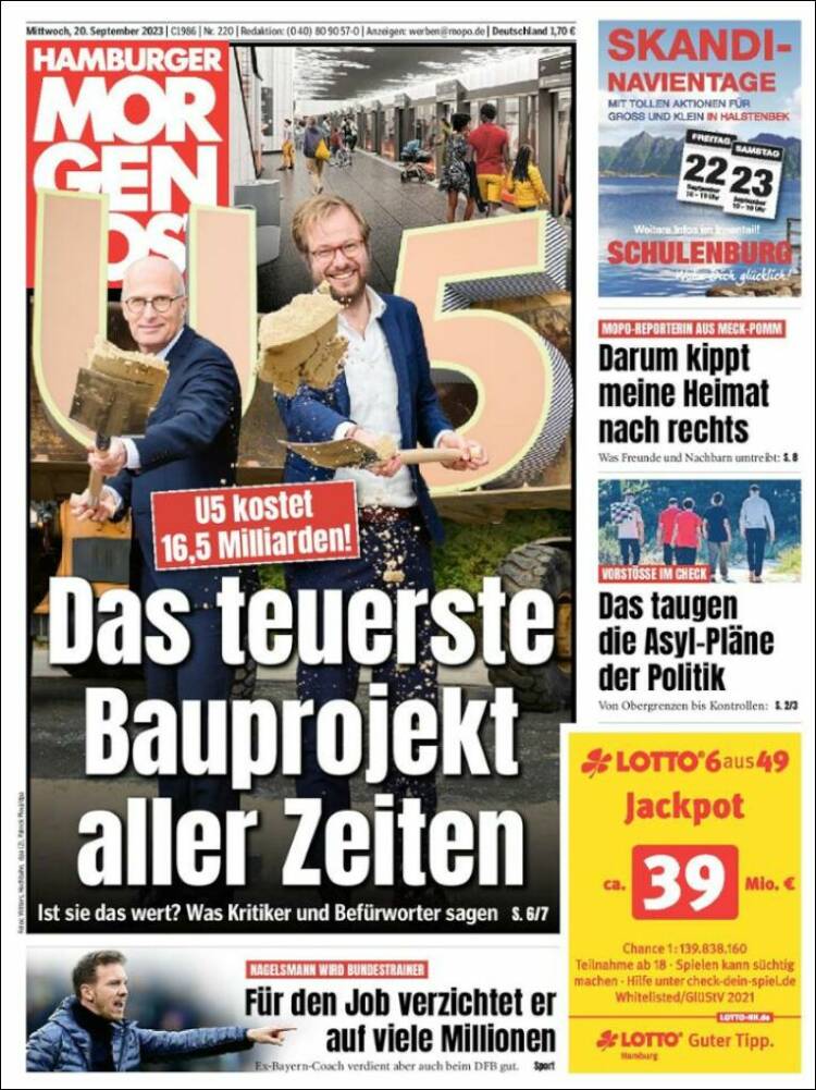 Portada de Hamburger Morgenpost  (Alemania)