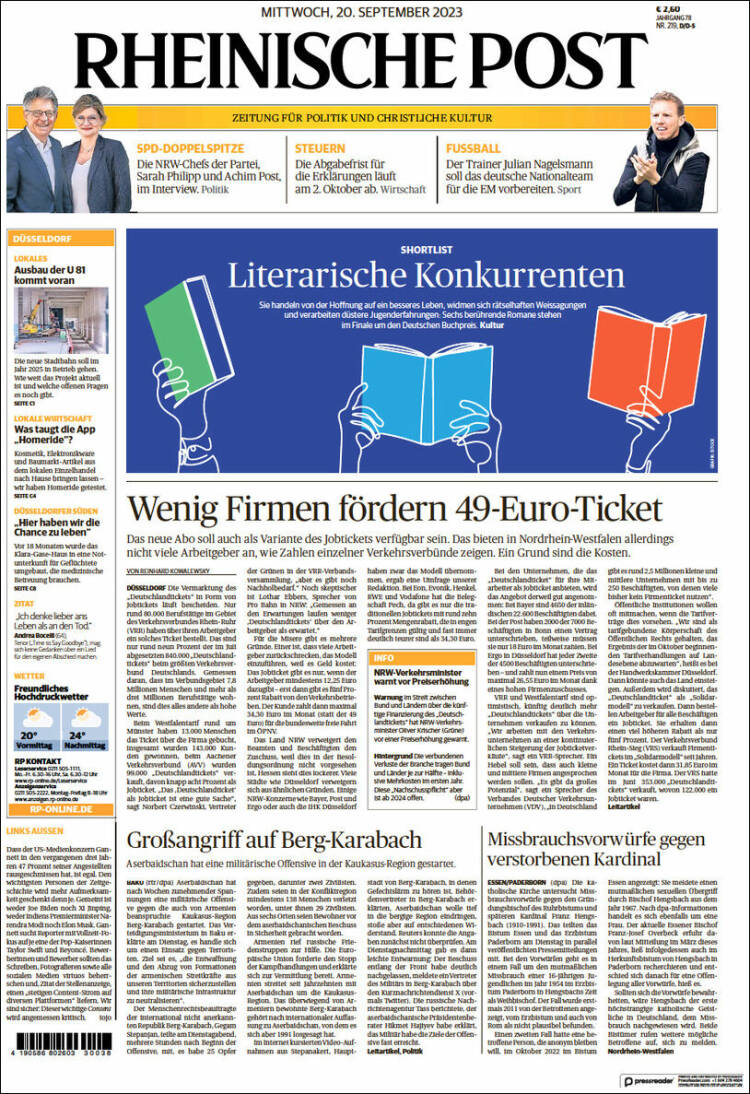 Portada de Rheinische Post (Alemania)